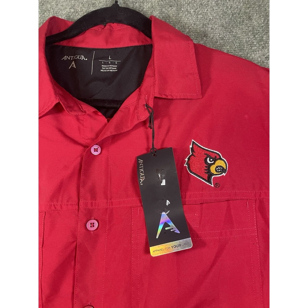 NWT Antigua Shirt Mens Size L  Louisville Cardinals Short Sleeve Button Down